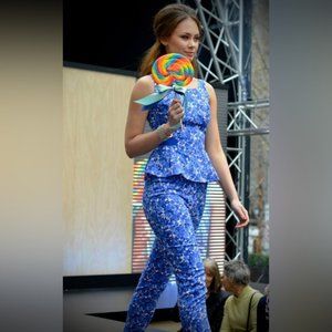 SEED HERITAGE Blue Cold Shoulder Long Sleeve Blouse Top NWT